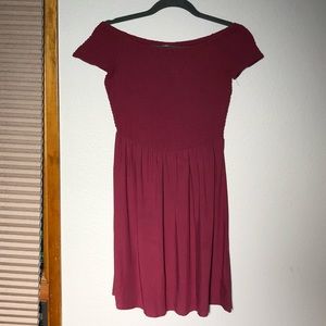 Maroon Off the Shoulder Dress